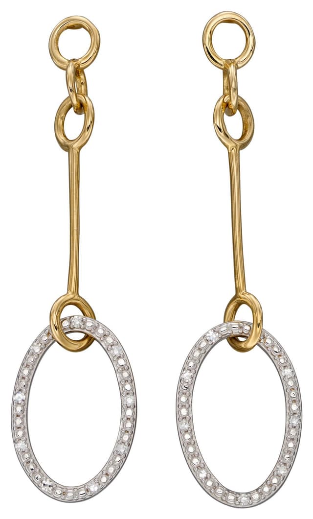 Elements Gold GE2380 9ct Yellow Gold Open Loop Diamond Drop Jewellery