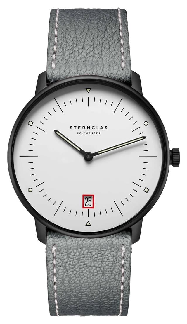 STERNGLAS Naos-editie bauhaus iii (38 mm) witte wijzerplaat horloge