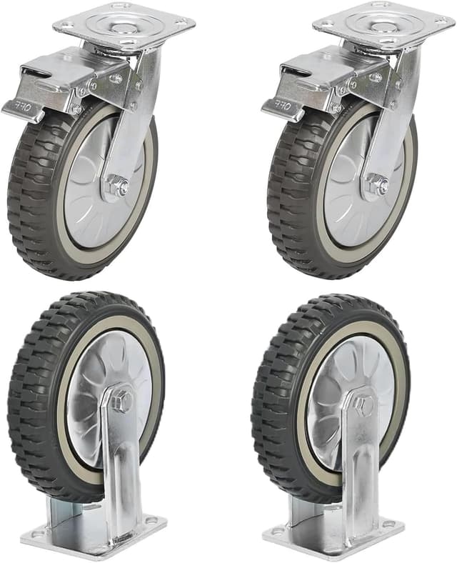 8 Inch Trolly Tyre with Brakes – Heavy Duty Caster Wheels Set of 4